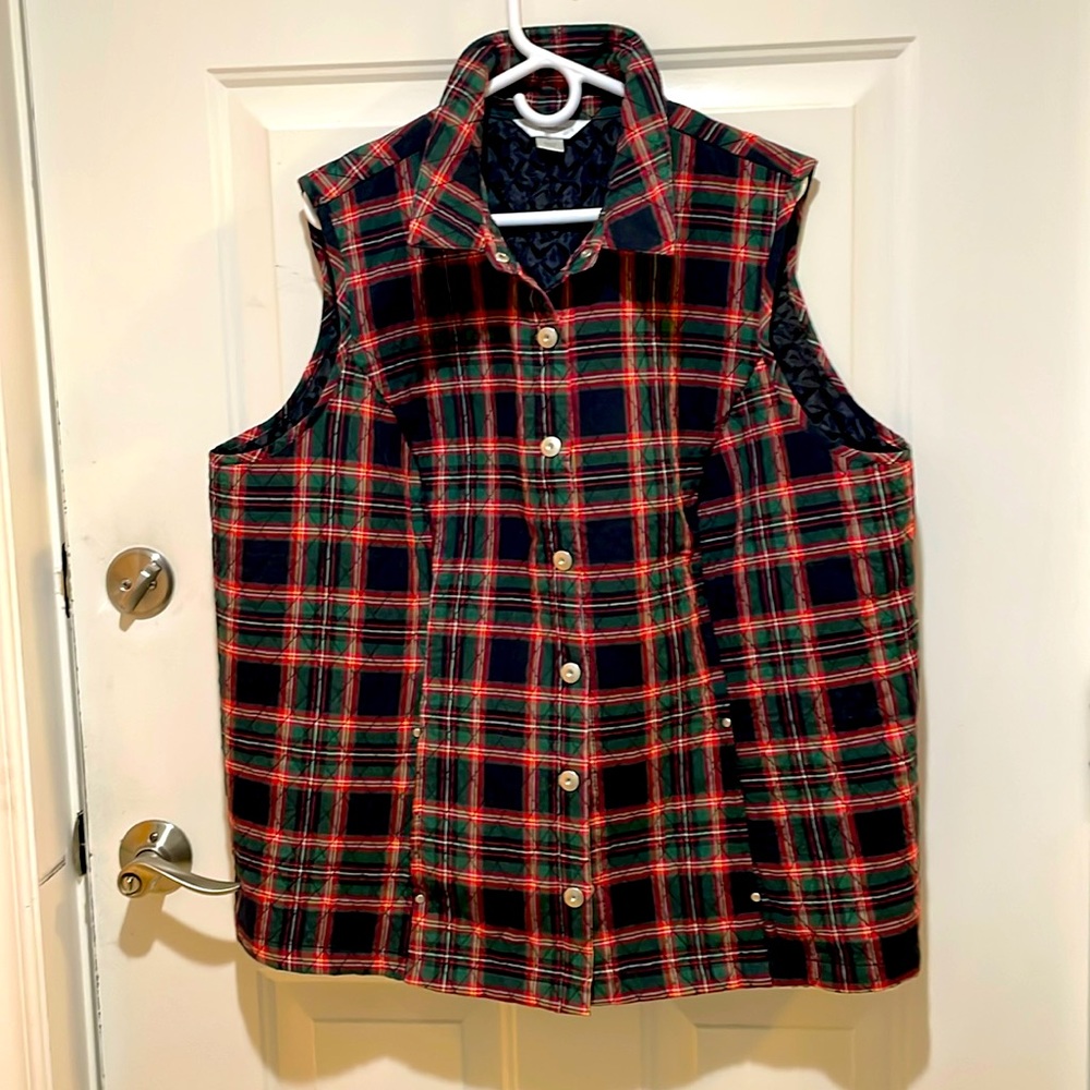 CJ Banks Quilted Plaid Vest 3X